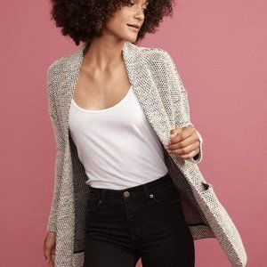 NWOT Marine Layer Birdseye Cardigan Coat Coatigan Black / Cream